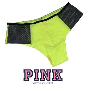 PINK Victoria's Secret Neon Yellow and Charcoal Briefs Underwear Cheeky -P056 XS